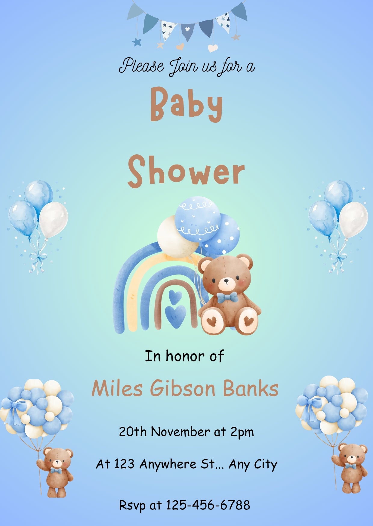 Baby Shower Invitation (Editable In Canva)