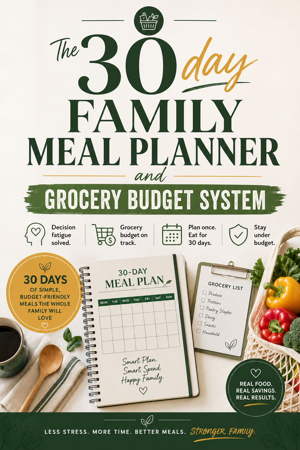 The 30 day Family Meal Planner and Grocery Budget System