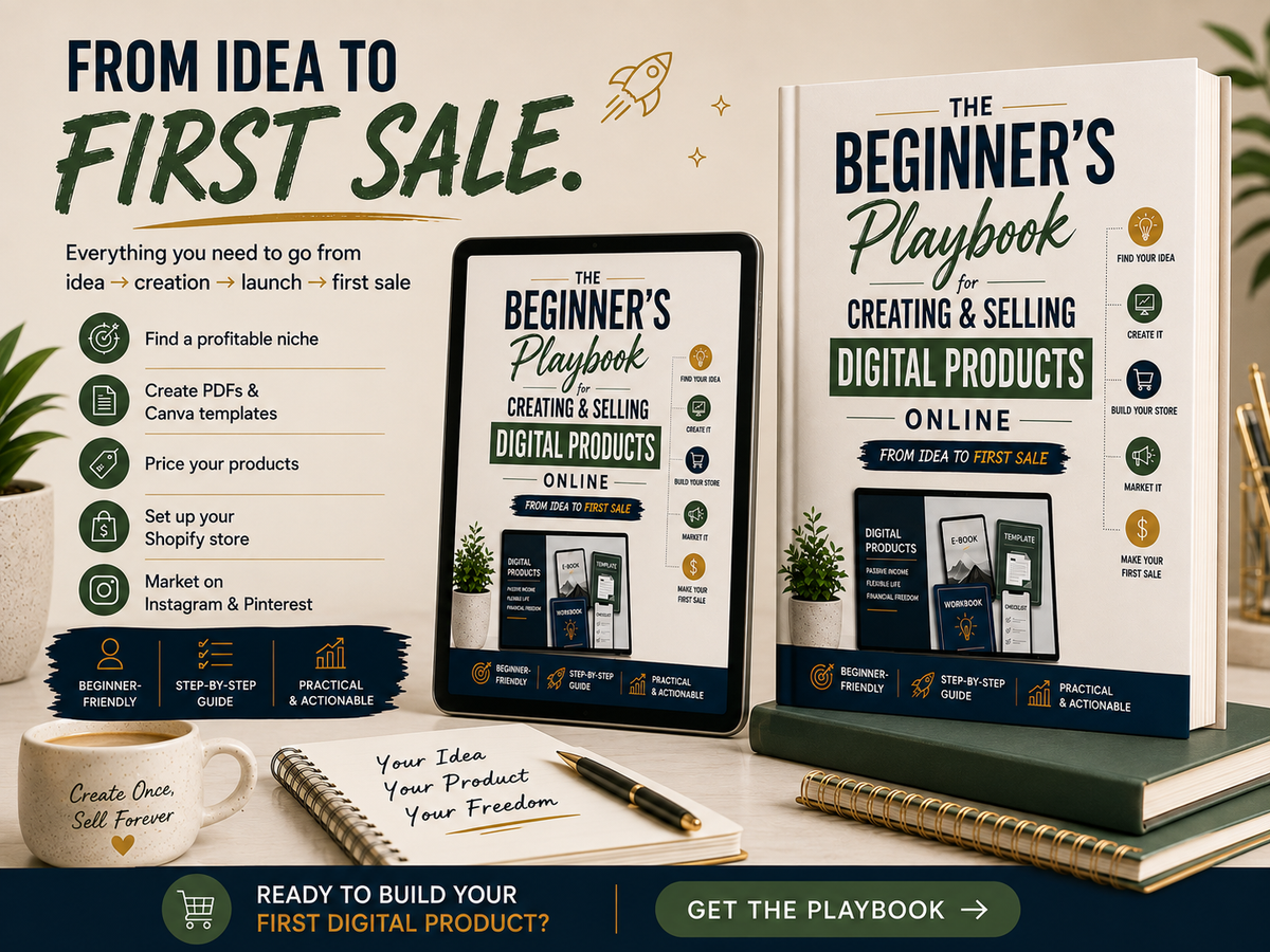 Beginner's Playbook Guide For Creating & Selling Digital Products Online