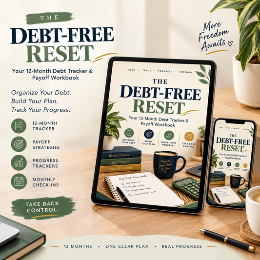 12-Month Debt Payoff Tracker & Debt-Free Reset System | PDF + Google Sheets